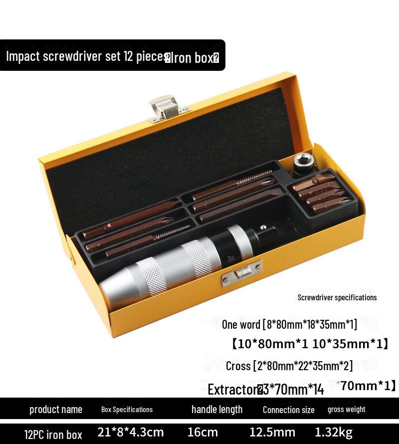 Impact Manual Screwdriver Set, 7-Piece - For Stubborn Screw and Broken Head Removal