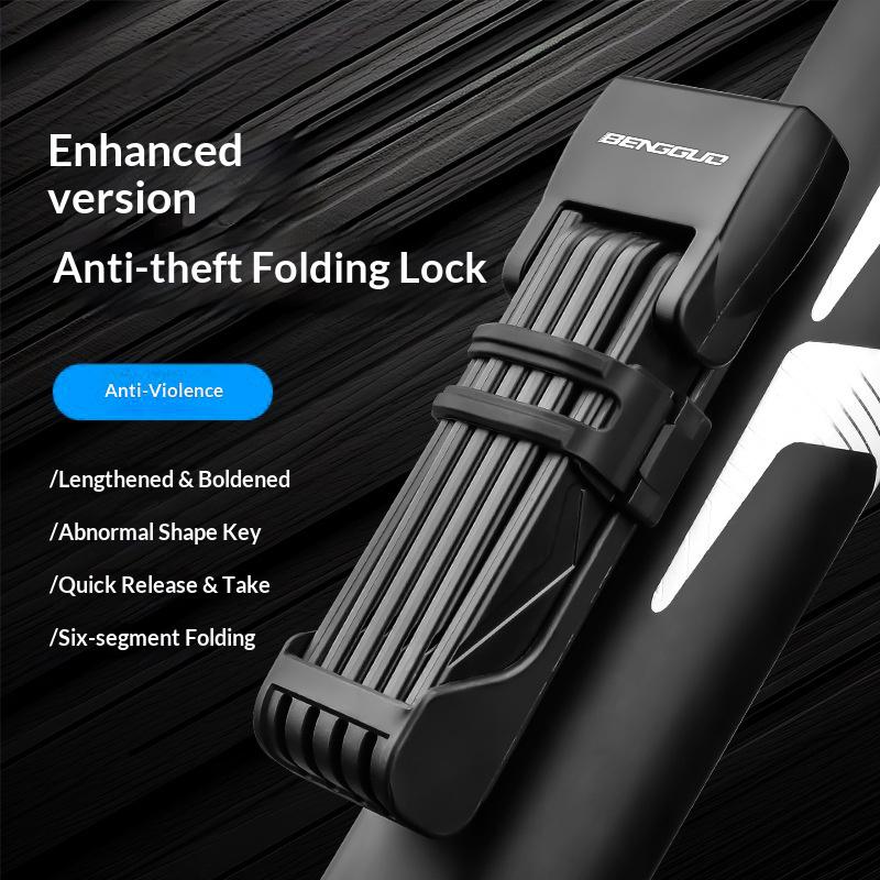 BENGGUO 76.7cm Extended Anti-Theft Lock for Mountain Bicycle/Electric Bike 6 Section Folding Alloy Steel Lock