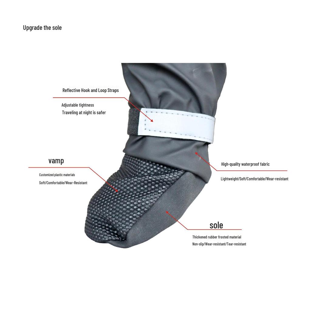 Reflektierende Schmutzabweisende Hundestiefel mit Verstellbaren Elastischen Bändern für Draußen