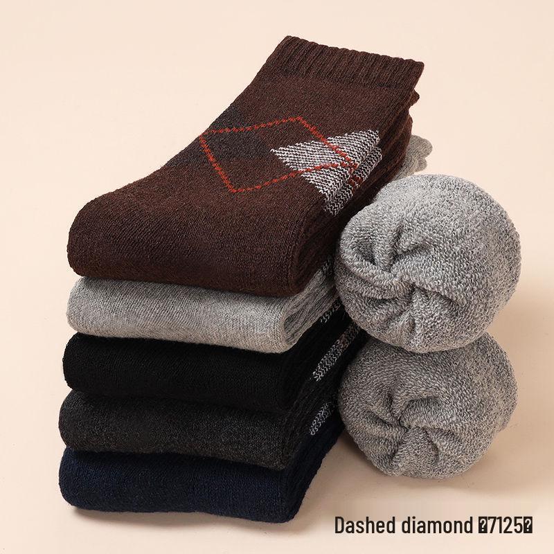 

Мужские шерстяные ретро утолщенные флисовые носки до середины икры: Теплый, Морозостойкий, Вязаный для Осени и Зимы 5 pairs (as shown)