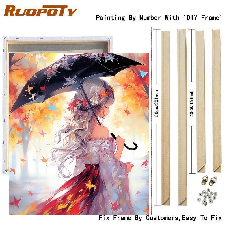 

Рамка акриловая картина по номерам мультфильм девушка акриловая краска на холсте рисовать раскраска по номерам для подарка своими руками 40x50 см 40x50cm Diy Frame