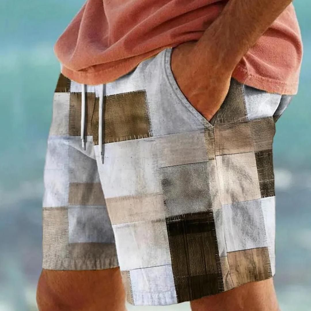 

Мужские шорты для серфинга, плавки на шнурке, эластичный пояс, цветные лоскутные быстросохнущие шорты, гавайские повседневные микро-эластичные шорты L