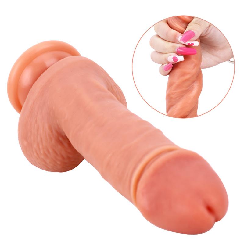 Large and Small Egg Liquid Silicone Double Hardness Imitation Penis Feels Good and Looks Good for Adults