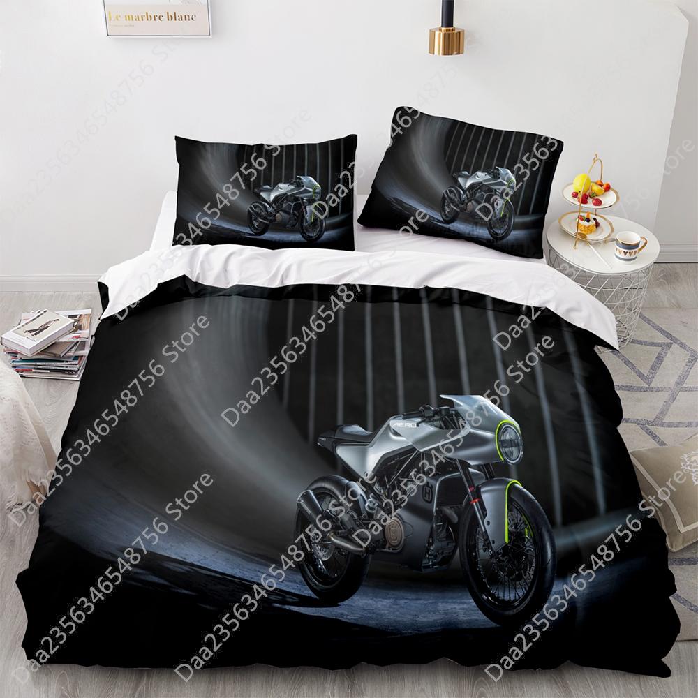 Comforter New Motorcycle Bedding Set Single Twin Full Queen King Size Motorcycle Bed Set Aldult Kid Bedroom Duvet Sets 3D Anime 038
