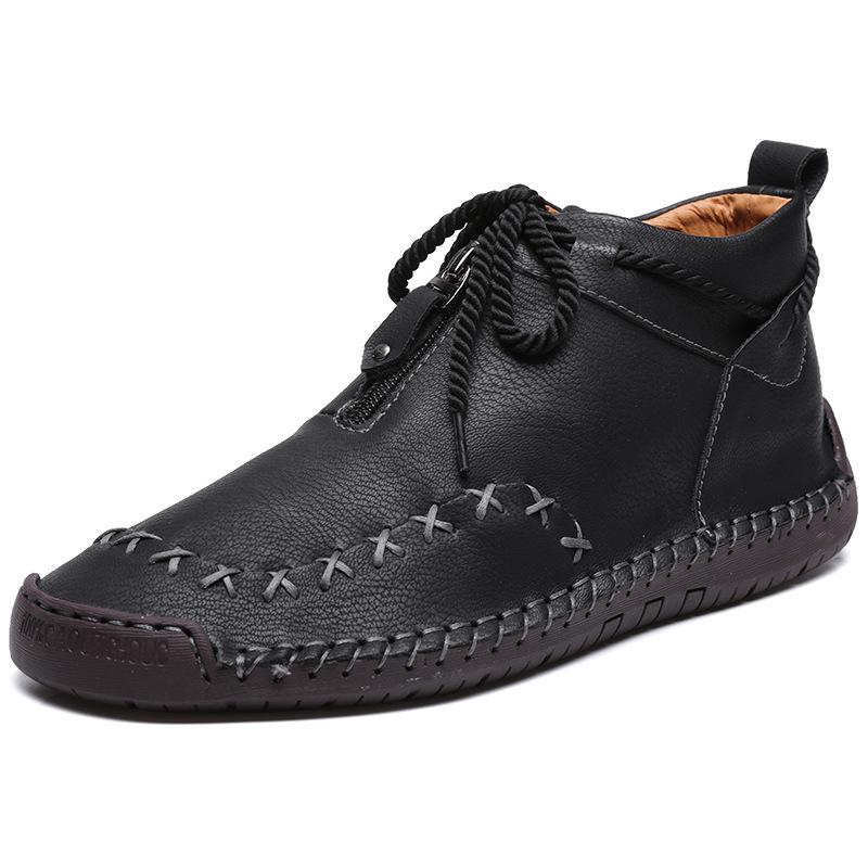 

Large size men s shoes spring and autumn new outdoor mountaineering low-top lace-up casual shoes sewn tooling leather boots 48