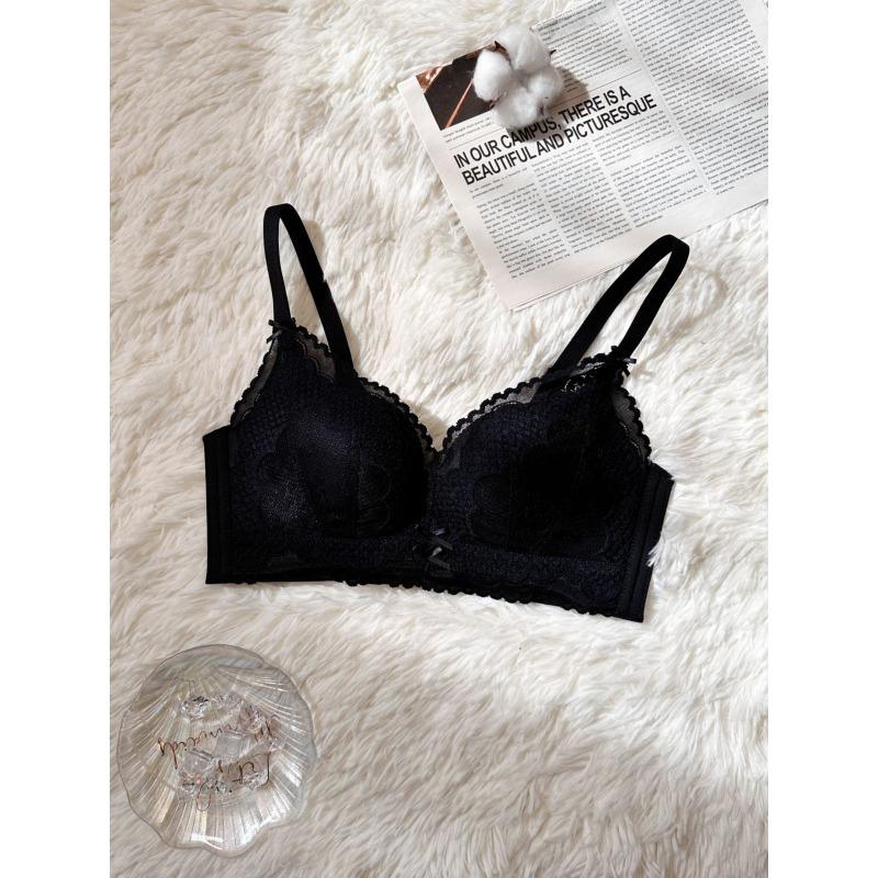 Thin Lace Hole Cup Underwear Women's Big Breasts Gathered Without Steel Rings, Comfortable and Breathable, Closed Breasts, Anti-sagging Bra Cover