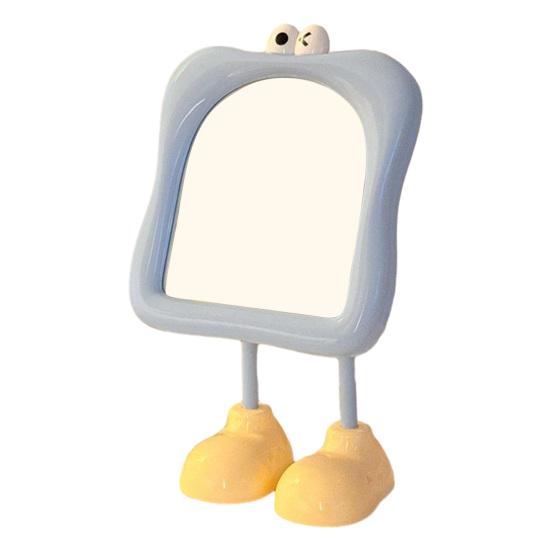 

Cartoon Desk Mirror with Standing Legs Angle Adjustable Desktop Vanity Mirror Women Cartoon Eyes Makeup Table Mirror Decoration синий
