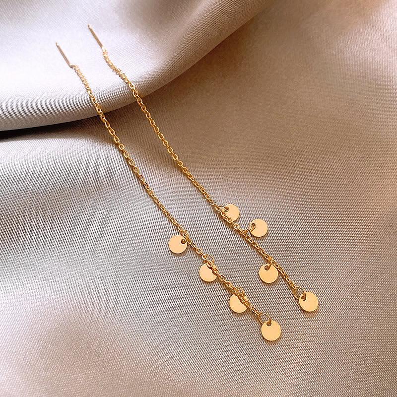 sequined fringed ear line retro minimalist temperament earrings women's light luxury versatile earrings niche high-end sense