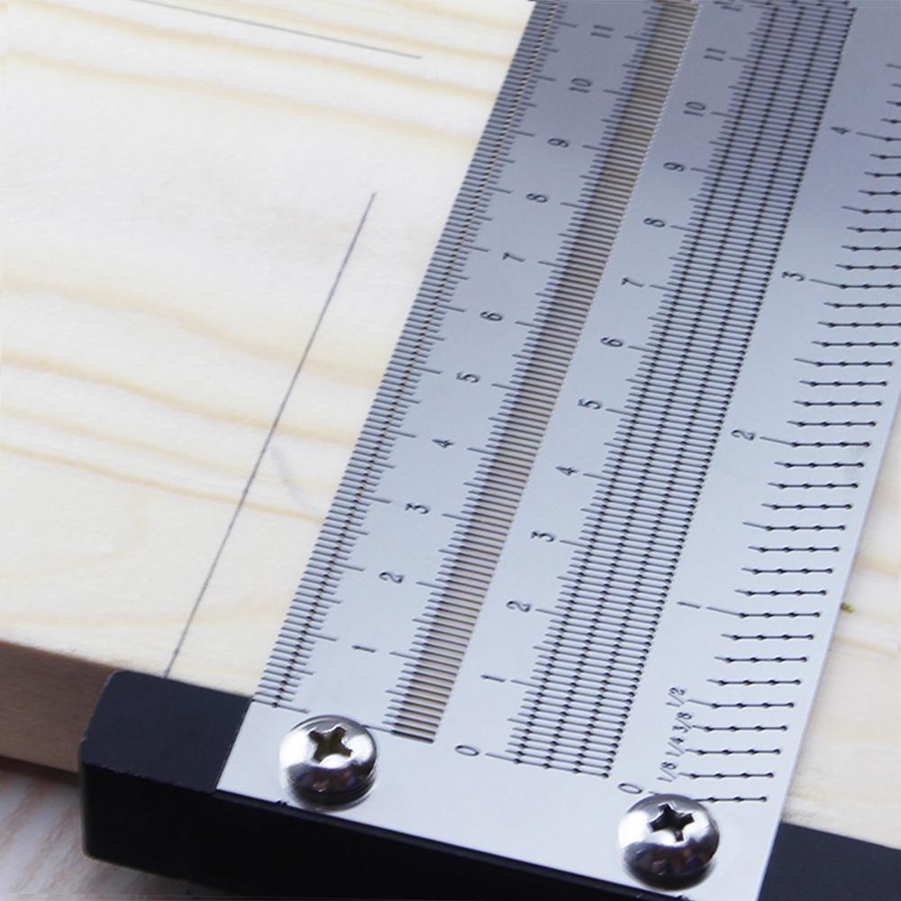 High Precision Metric 300mm Hole Ruler T Type Woodwork Scribbling Marking Stainless Line Gauge Carpenter Measuring Tool