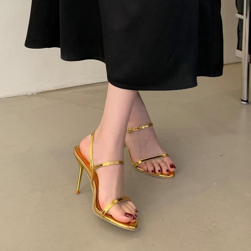 One Word with High Heels Large Size Women's Shoes Summer New Model Catwalk High Heels Sandals