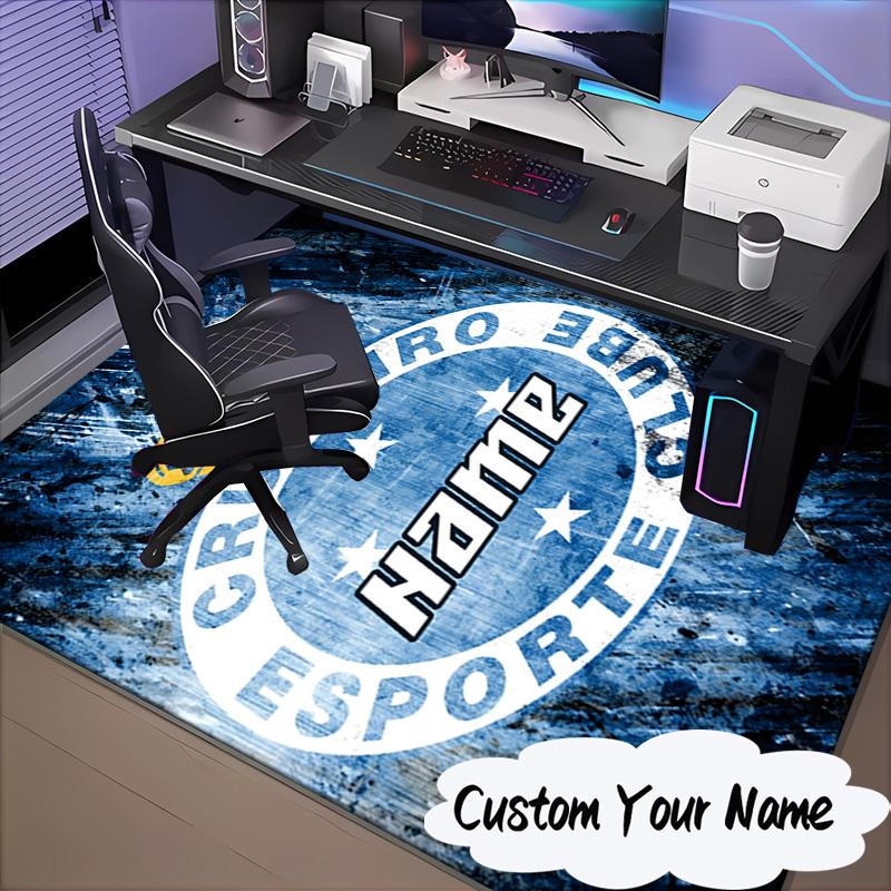 Custom Name Cruzeiro FC Crest Rug for Living Room, Game Rooms, Office, Bedroom, Floor Mat Playful Design, fan gifts Christmas decor