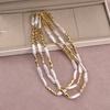 Imitation Baroque Pearl Toothpick Necklace Irregular Metal Choker Unique Elegant Clavicle Chain Minimalist French Retro Jewelry for Women