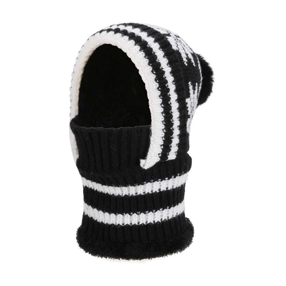 Ear Protection Winter Beanie Mask Fleece Lining Integrated Scarf Cap Daily Wear