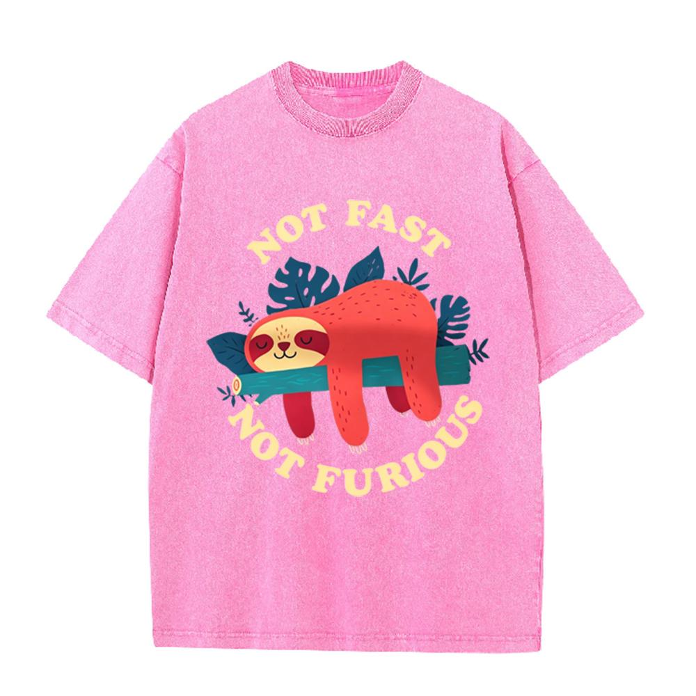 Not Fast Not Furious Cute Sloth Male T Shirts Hip Hop Crewneck Short Sleeve Summer Cotton Tops Casual Sweat Oversized T-Shirts