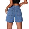 Womens High-Waisted Straight Cut Denim Shorts Non-Stretch Cotton Jeans Streetwear