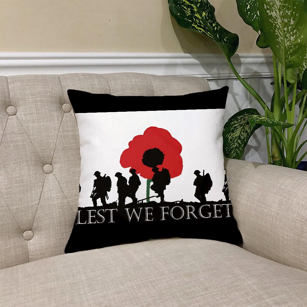 Lest We Forget cushion cover Square Sofa Cushion Cover Casual Skin-Friendly Comfortable Pillow Cover