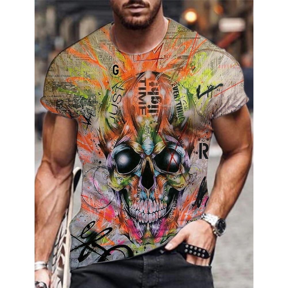 2026 New Men's Gender-Neutral T-Shirt 3D Printed Lion Round Neck Casual Short Sleeve Top Street Wea Men'st-Shirtoversizedt-Shirt