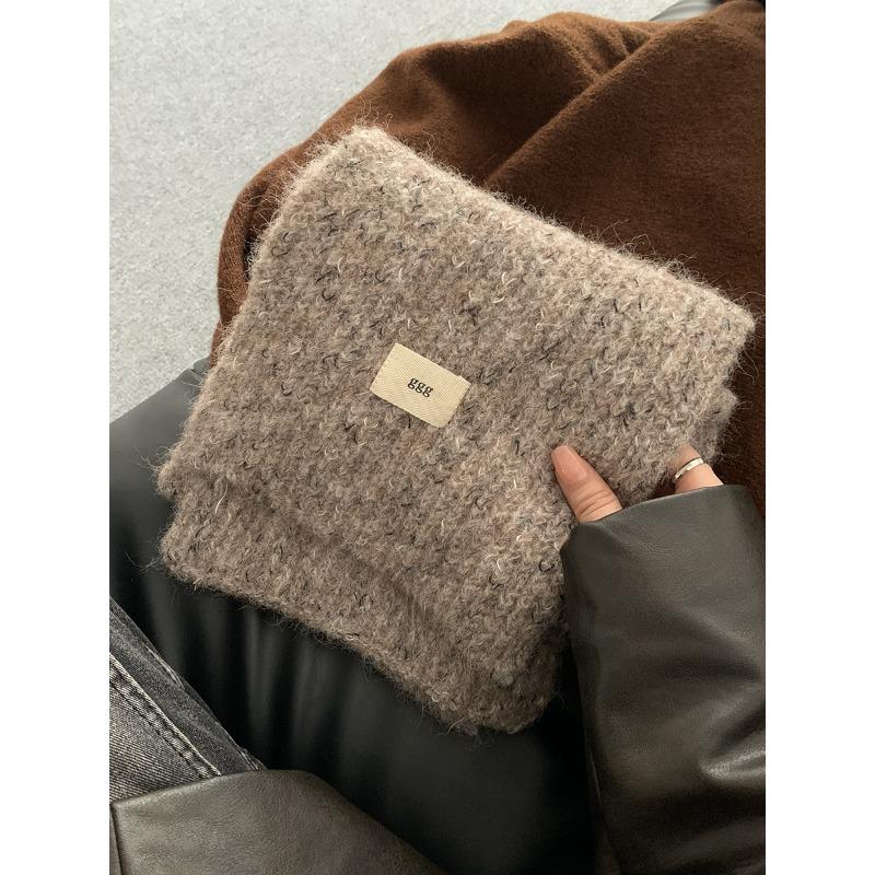 Women's Winter High End Scarf Versatile and Cute Blue Knitted Wool Neck Scarf Neck Protector Korean Style Student Trend