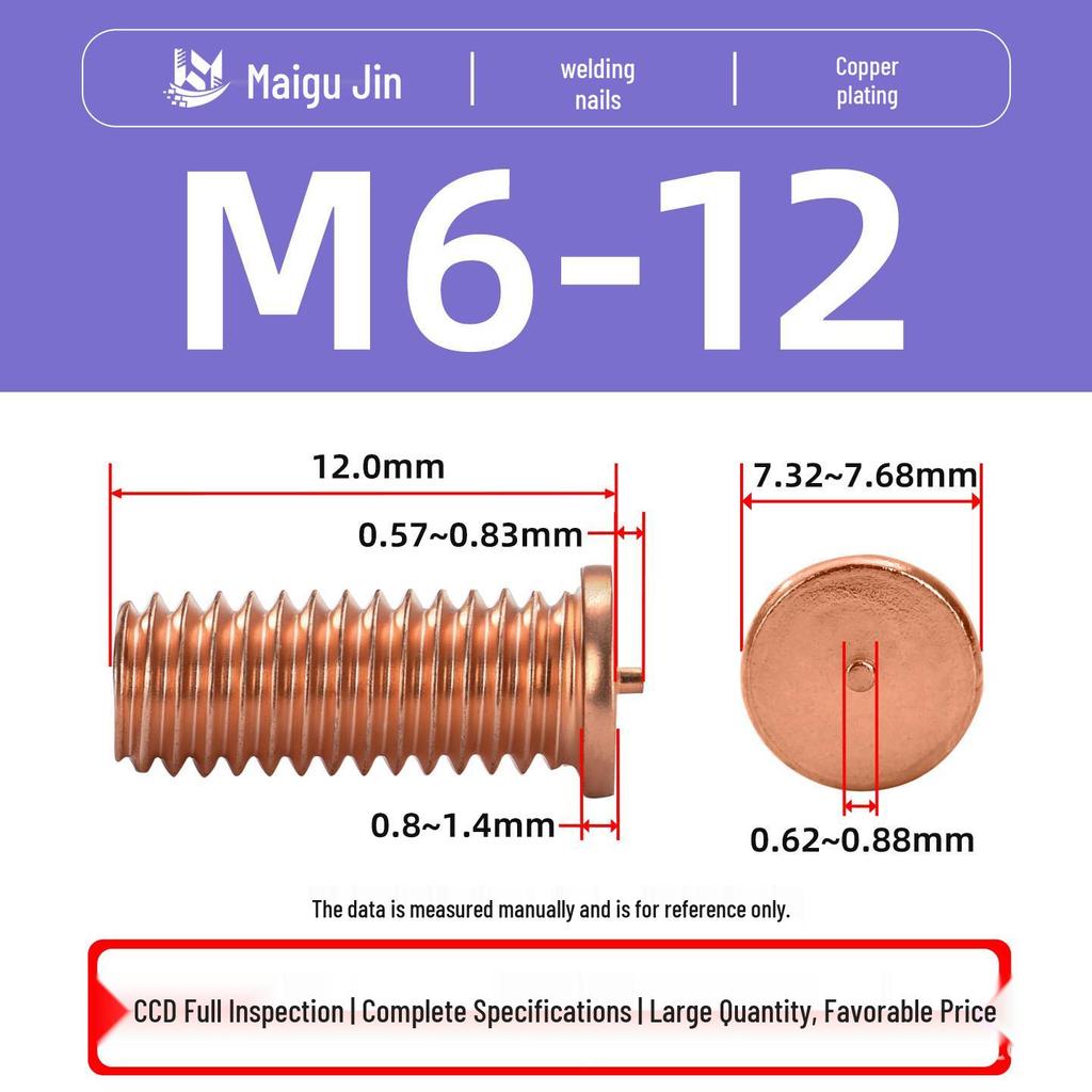 PT-M3M4M5M6M8 Copper-Plated Carbon Steel Projection Weld Studs and Screws