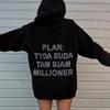 Oversized Fall 2025 Drop-Shoulder Long-Sleeve Hooded Sweatshirt with Letter Print