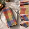 Foldable Napkins for Banquet Colorful Buffalo Check Napkin, Plaid Cotton Linen Retro Washable Cloth Christmas Napkin Dinner Table, Wedding, Party, 16
