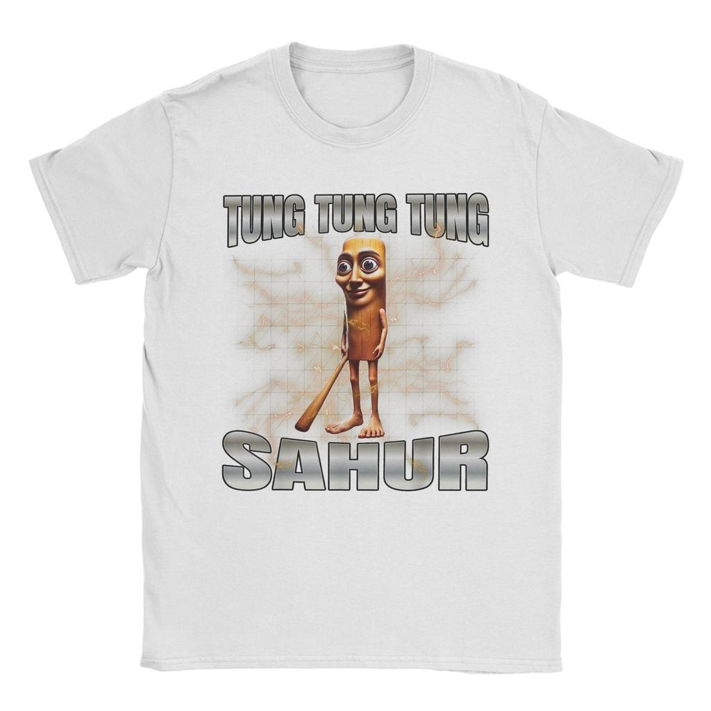Vintage Tung Tung Tung Sahur Italian Brainrot Meme T-Shirts Men Round Collar Pure Cotton T Shirts Short Sleeve Tees Clothing