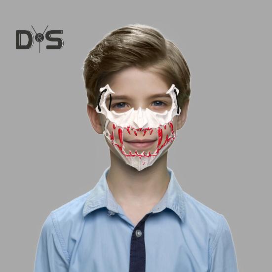 Half Face Mask Horror Halloween Costume Props Animal Skeleton Blood Mask with Elastic Straps for Halloween Cosplay Carnivals Masquerades