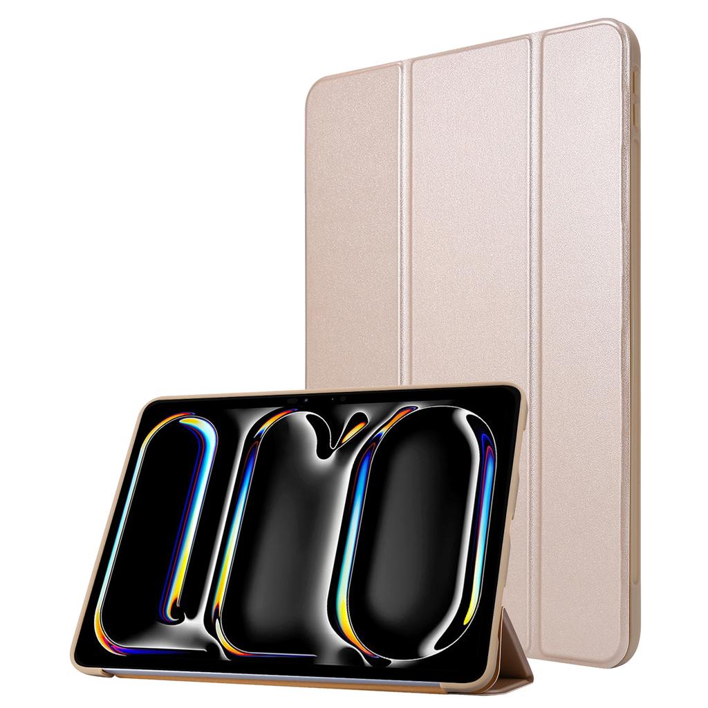 Für iPad Pro 13 (2024) Hülle Dreifach-Ständer Leder+Silikon Tablet-Hülle