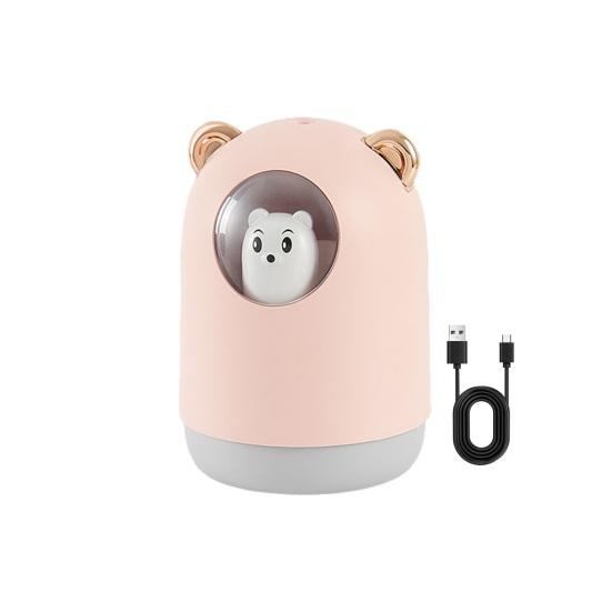 Portable Mini Humidifier 300ML Cartoon USB Cool Mist Humidifier with Colorful Lights Small Personal Desktop Humidifier with Auto Shut-Off for Bedroom Bear