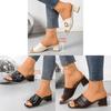 Womens Style Square Toe Pu Flat Slide Sandals Summer Casual Comfortable For Beach Walks