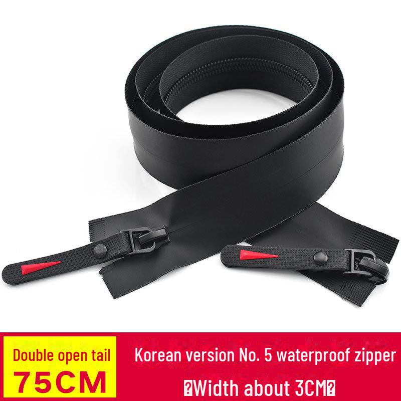 Koreanischer Stil Nein. 5 Schwarzer Wasserdichter Doppelkopf-Reißverschluss für Outdoor-Sport und Daunenjacken.