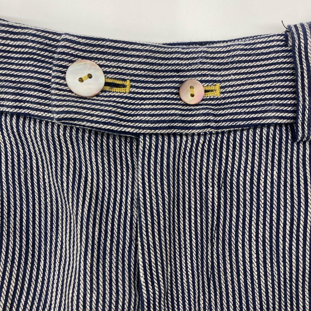 Pallas Palace [Made In 2011] PFPT-3476B Striped Gaucho Pants/ Bottoms 2 Navy / WhiteUsed