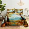Scene Bed Sheet and Pillowcase Set Bedding Linens Cover Queen King Double Size 220x240 Trees for Bedroom Soft Twin Full Single