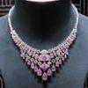 Royal Blue Sapphire Necklace Wedding Party Pink Diamond Set Light Luxury Yellow Diamond Jewelry for Women
