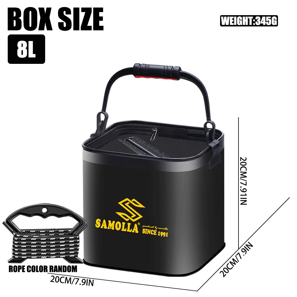 New Fishing Bucket Folding Live Fish Bucket EVA Foldable Thickened Live Fish Box Portable Outdoor Camping Fishing Bags Protection Water Tank Tackle 8L чёрный