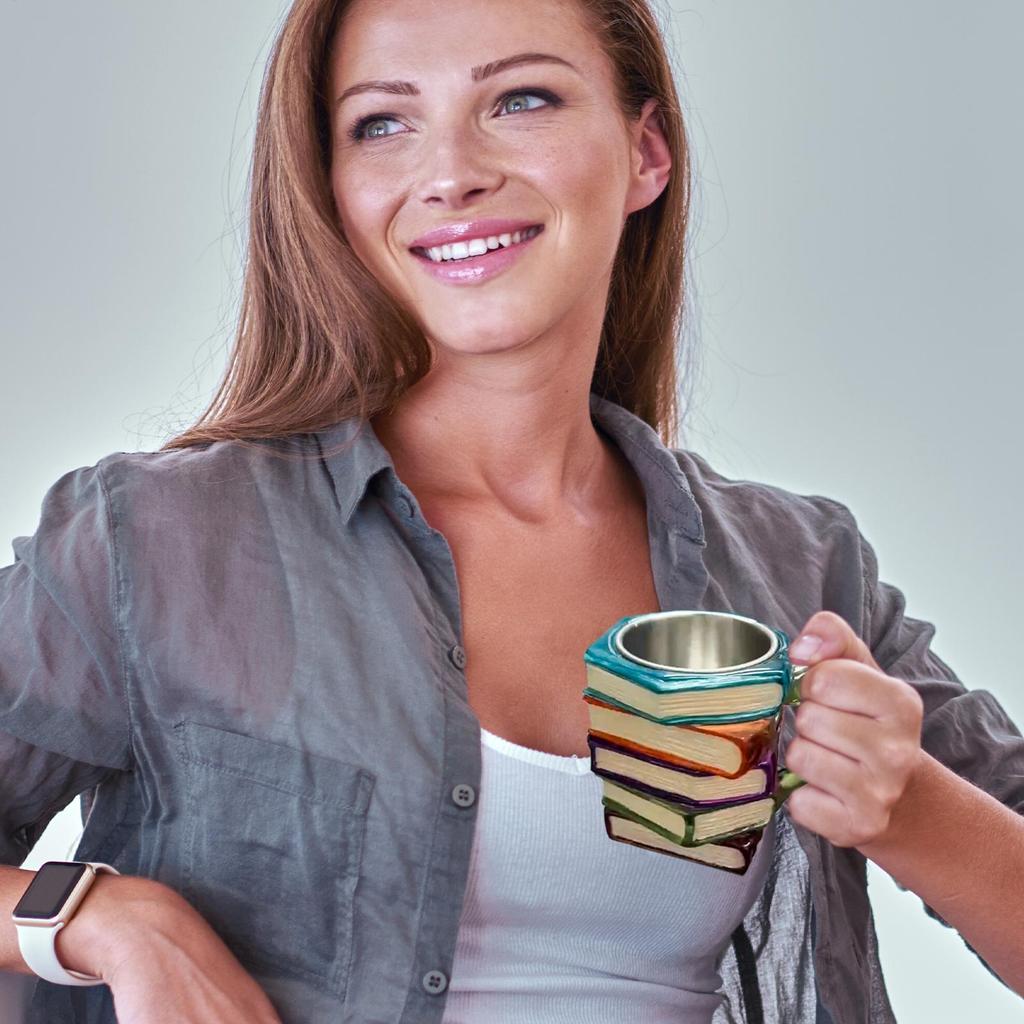 Resin 3D Painted Books Coffee Mug Unique Handmade Drink Cup Creative Book-Shaped Drinkware Colorful Novelty Mugs for Lover Gifts
