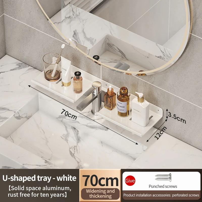 Bathroom Rack Bathroom Shelf Toilet Storage Rack Toilet Kitchen Space Aluminum Hang On the Wall Punch-free Rack Hanging Shelves