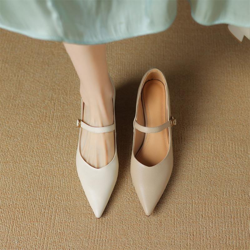 Taoffen Escarpins décontractés pour femmes Fil à coudre Bout pointu Talon haut Mode Souple Talon moyen Solide Décontracté Chaussures pour femme de bureau