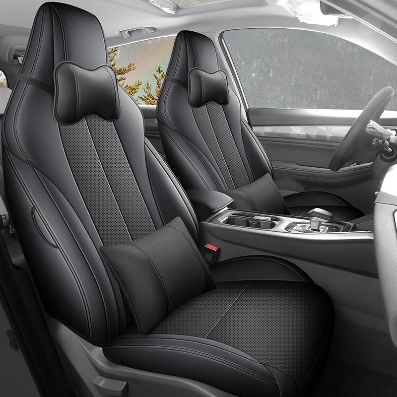 Haoyue PRO 5-Seat Full Leather Car Seat Cushion Cover - Universal for All Seasons