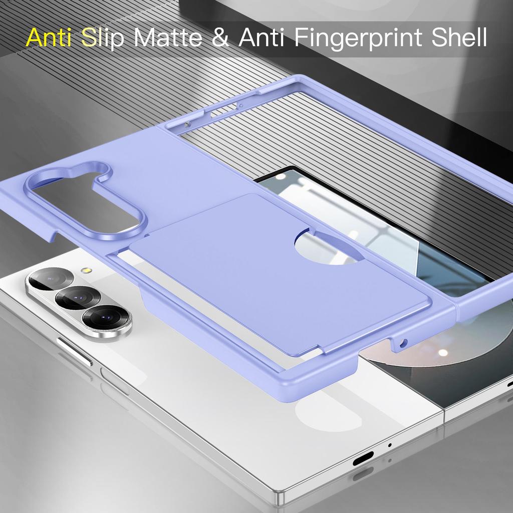 Samsung Z Fold7 Transparent Card Holder & Stand Case - Frosted Protective Design for Foldable Screen