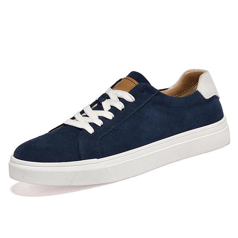 Men s Retro Suede Low-Top Board Shoes, Casual Lace-Up, Breathable, Comfortable, British Style Trendy Footwear 38 синий