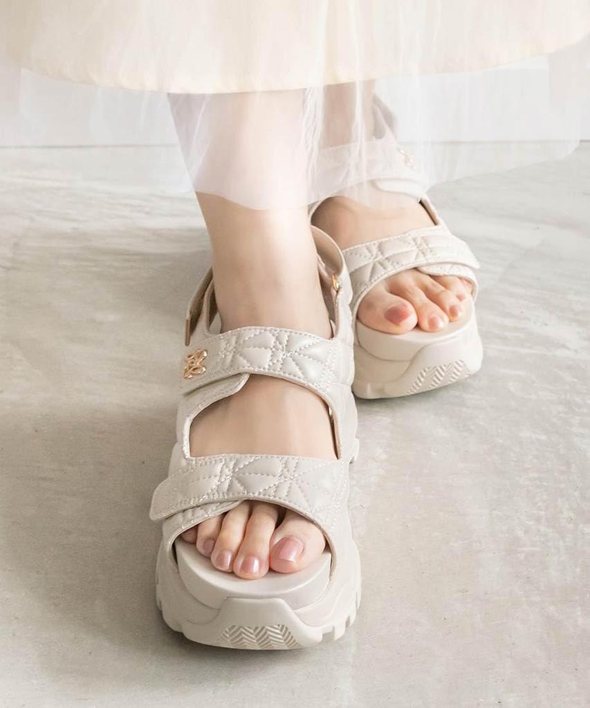 Randa Monogram Quilted Sport Sandals, Women's, Off-White, Size 23.5cm, ER33281