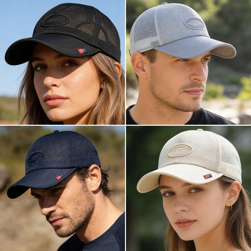 New Style Unisex Long-Brim Mesh Baseball Cap Breathable Sun Protection Trucker Hats For Men Female Outdoor Hiking Sports Caps
