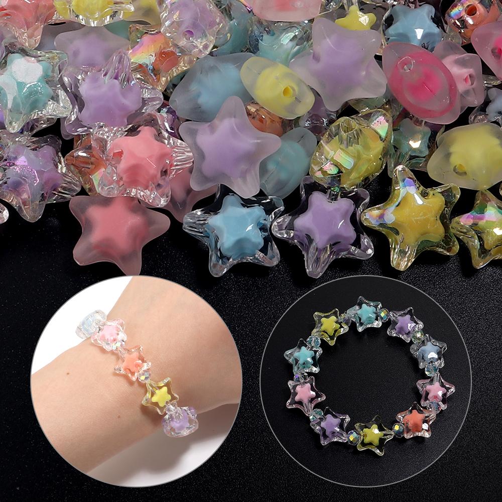 30/50pcs Star Acrylic Beads Candy Color Loose Spacer Beads For Jewelry Making DIY Bracelets Necklace Phone Key Chain Accessories