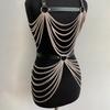Fashion Body Chain Set: Leather belt paired with cage-style chest harness accessory, perfectly complements  carnival outfits