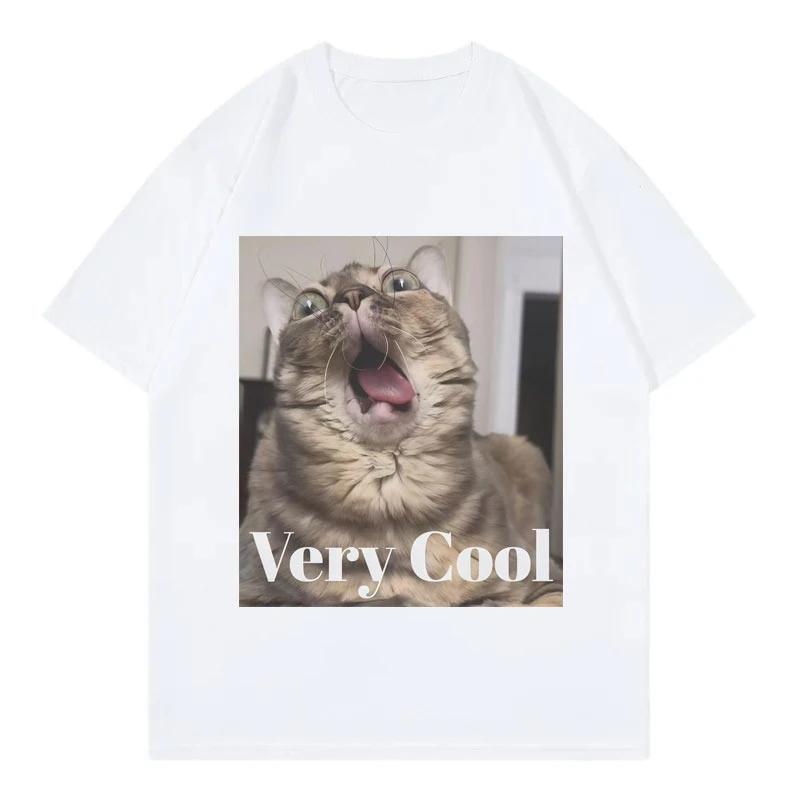HOT SALE Very Cool Cat Funny Graphic T-shirt  Women Clothing Fashion Cute Short Sleeved T-shirt Casual Loose T-shirt