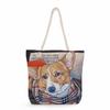 Ölgemälde Hund Druck dickes Seil Einzel-Schulter Strandtasche 7214