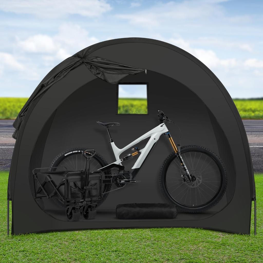 BQKOZFIN Bicycle Storage Bike Tent Garage for Bicycle Rainy Season Easy Outdoor Storage Dustproof Shed, 1-2 Bikes, Space-Saving, Water-Repellent,