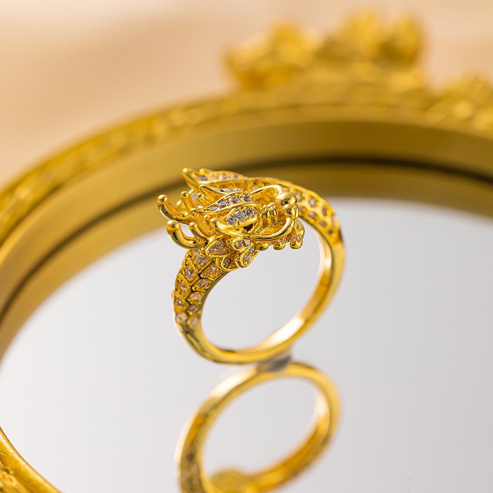 Exquisite super flash zircon ring for girls, light luxury, high-end sense opening adjustable ring, simple real gold electroplating