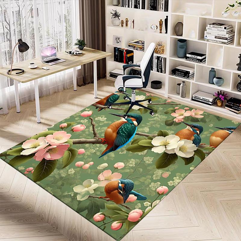 1 Stück Retro-Vogelmuster Extra groß Rutschfester Bodenteppich, Büro, Familie, Schlafzimmer, Großer Teppich Innenbereich Teppiche, Lebendige Farben-W205
